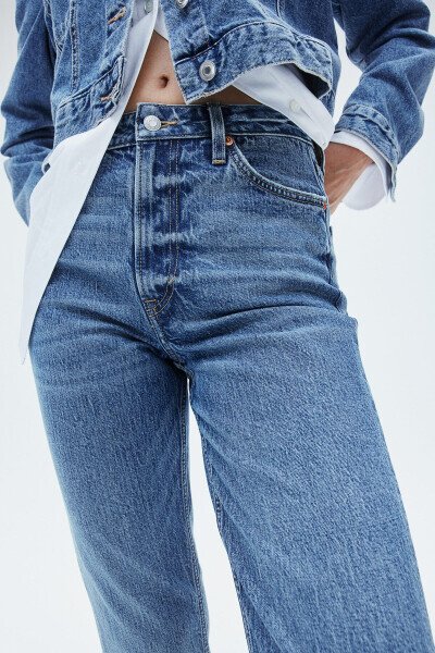 Slim Straight High Jeans-Kot mavisi - 3