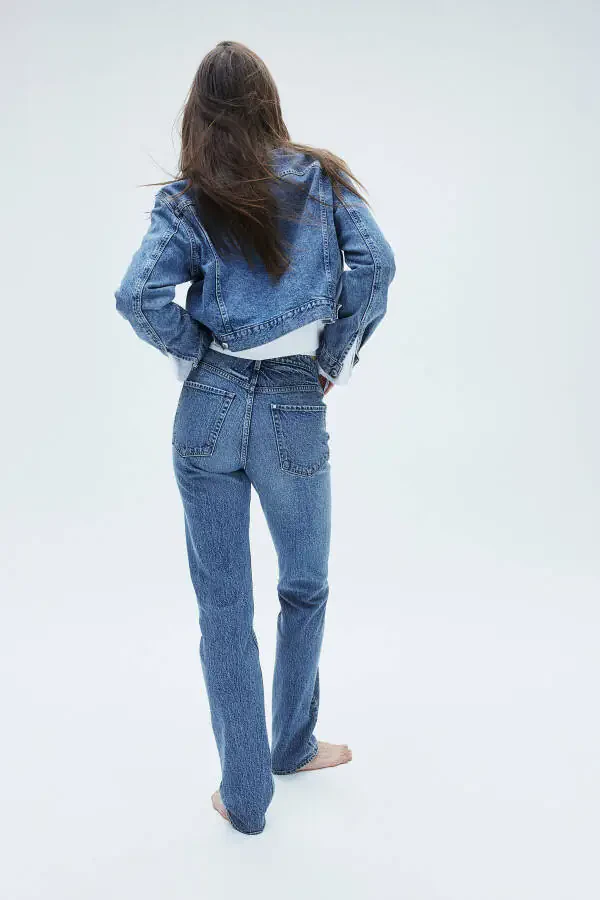 Slim Straight High Jeans-Kot mavisi - 4