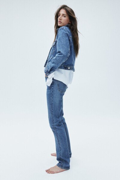 Slim Straight High Jeans-Kot mavisi - 5