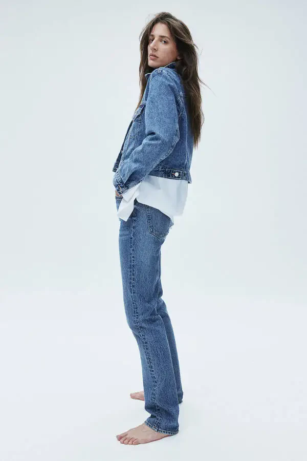 Slim Straight High Jeans-Kot mavisi - 5