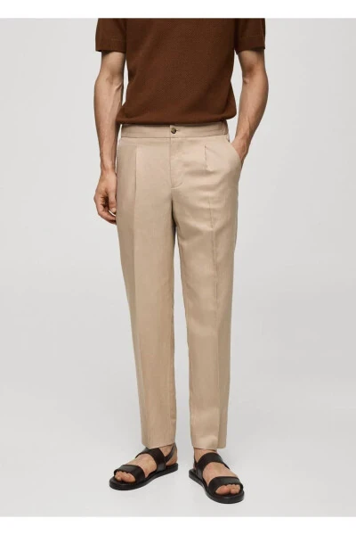 Slim fit lyocell keten pantolon - 1