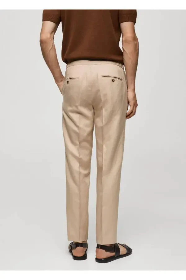 Slim fit lyocell keten pantolon - 4