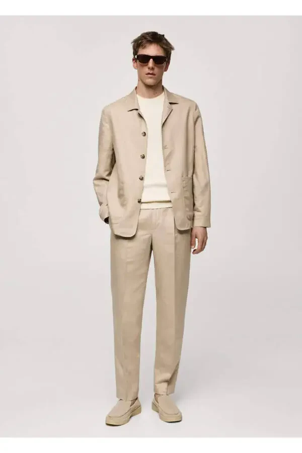 Slim fit lyocell keten pantolon - 5