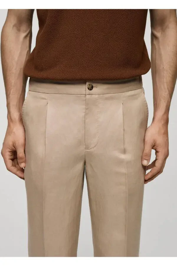 Slim fit lyocell keten pantolon - 6