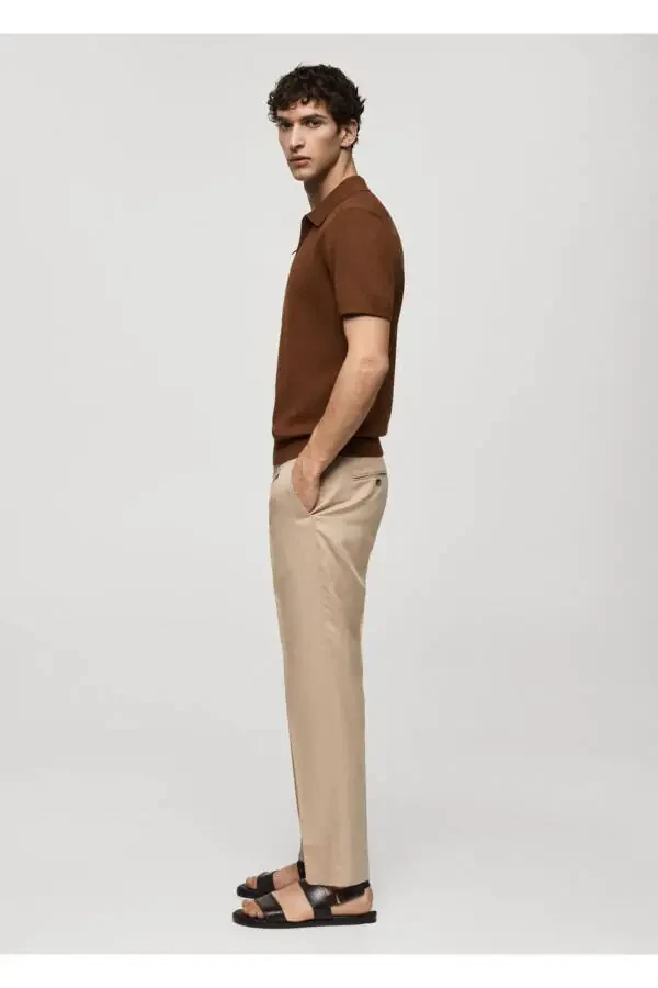 Slim fit lyocell keten pantolon - 7