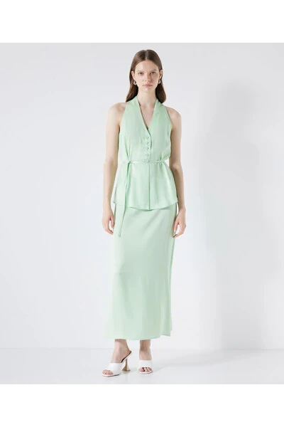 İnce kuşaklı midi etek - İPEKYOL (1)