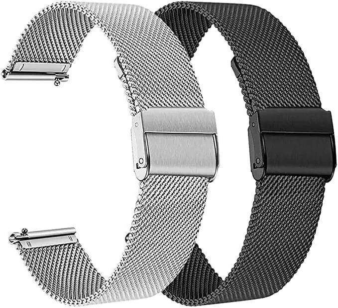 Slim Mesh Stainless Steel Quick Release Compatible with Garmin Forerunner 970/570 47mm/TOOBUR IDW17/TOZO S5 S2 Smartwatch, Replacement Wristband Sports Straps Bracelet Adjustable Watch Band Women Men Strap with Quick Release Pins - 1