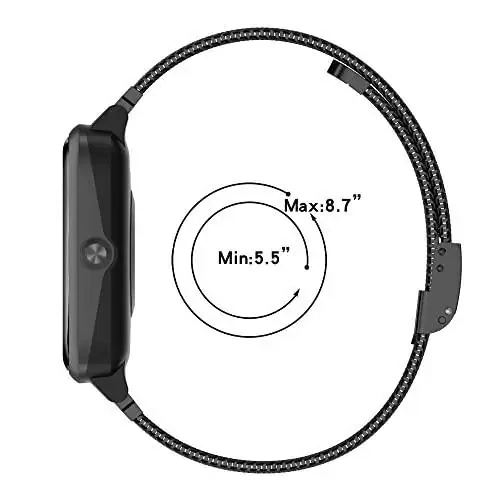 Slim Mesh Stainless Steel Quick Release Compatible with Garmin Forerunner 970/570 47mm/TOOBUR IDW17/TOZO S5 S2 Smartwatch, Replacement Wristband Sports Straps Bracelet Adjustable Watch Band Women Men Strap with Quick Release Pins - 2