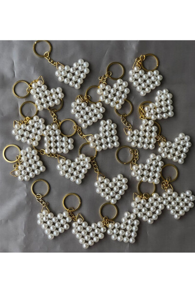 İnci Kalp Anahtarlık El Yapımı,8 Mm Inci,söz,nişan,bride,doğumgünü,nikah Hediyelik,boncuklu - 3