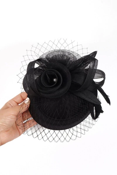 İnci ve Tüy Detaylı Şık Gelin Kepi Gelin Nikah Şapkası - Modazone