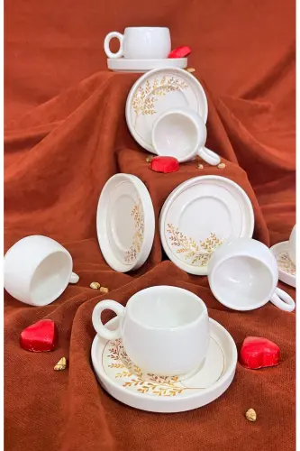 İndia 12 Parça Lüx Seramik Kahve Fincan Takımı, Beyaz Türk Kahvesi Fincanı-İndia Beyaz - ERBAŞLAR (1)
