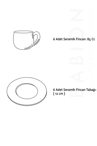 İndia 12 Parça Lüx Seramik Kahve Fincan Takımı, Beyaz Türk Kahvesi Fincanı-İndia Beyaz - 5