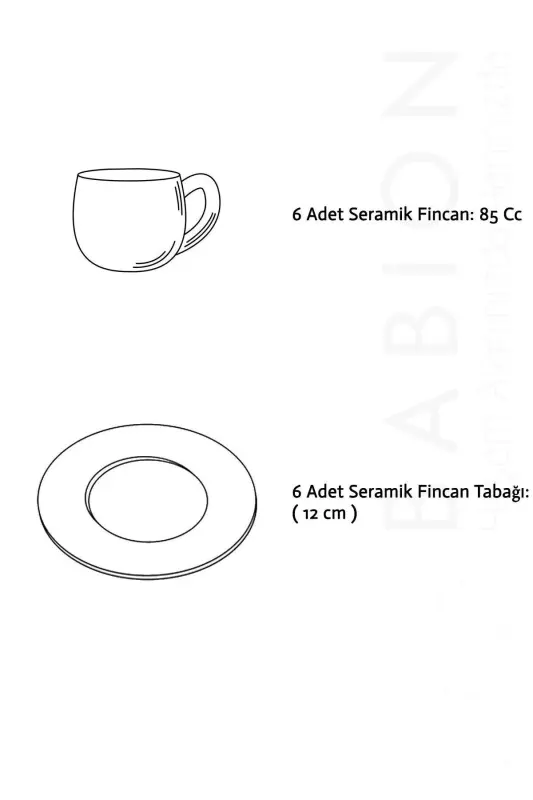 İndia 12 Parça Lüx Seramik Kahve Fincan Takımı, Beyaz Türk Kahvesi Fincanı-İndia Beyaz - 5
