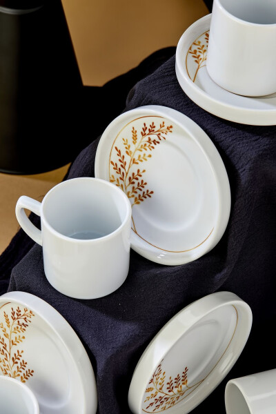 India 12 Piece Luxury Ceramic Coffee Cup Set, White Turkish Coffee Cup - 12