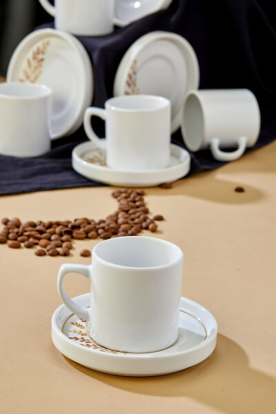 India 12 Piece Luxury Ceramic Coffee Cup Set, White Turkish Coffee Cup - 15