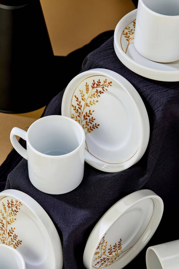 India 12 Piece Luxury Ceramic Coffee Cup Set, White Turkish Coffee Cup - 5