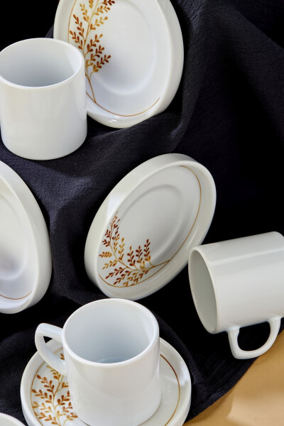 India 12 Piece Luxury Ceramic Coffee Cup Set, White Turkish Coffee Cup - 6