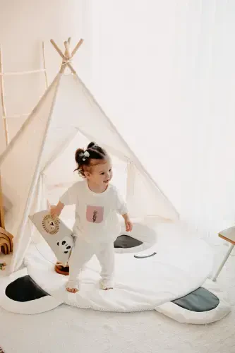 -Indian Play Tent + Play Mat (Play Mat + Play House) POLAR BEAR-WHITE - 3