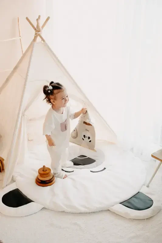 -Indian Play Tent + Play Mat (Play Mat + Play House) POLAR BEAR-WHITE - 4