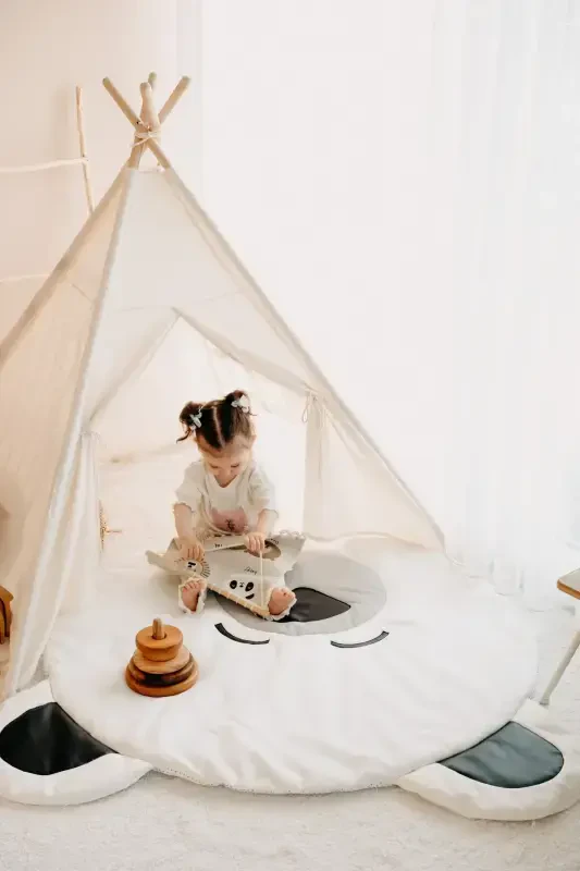 -Indian Play Tent + Play Mat (Play Mat + Play House) POLAR BEAR-WHITE - 5
