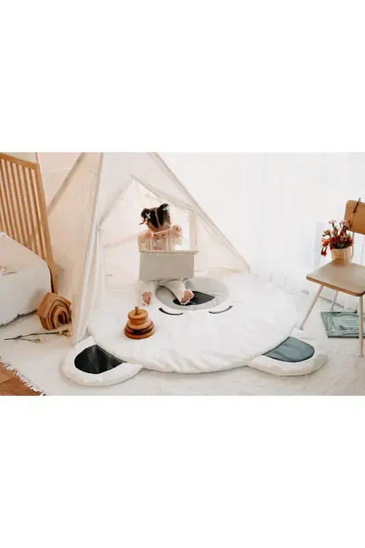 -Indian Play Tent + Play Mat (Play Mat + Play House) POLAR BEAR-WHITE - 6