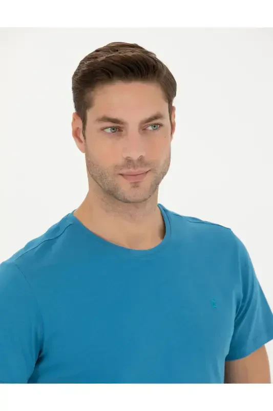 Indigo 100% Cotton Slim Fit Crew Neck Basic T-Shirt 50289335-VR028-142335 - 2