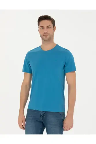 Indigo 100% Cotton Slim Fit Crew Neck Basic T-Shirt 50289335-VR028-142335 - 3