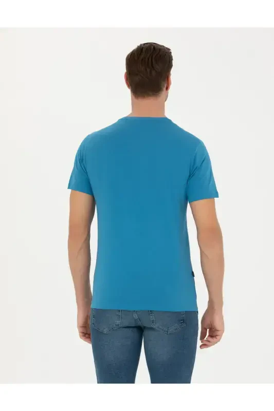 Indigo 100% Cotton Slim Fit Crew Neck Basic T-Shirt 50289335-VR028-142335 - 5