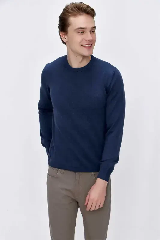 İndigo Basic Dinamik Fit Rahat Kesim Bisiklet Yaka Triko Kazak - 3