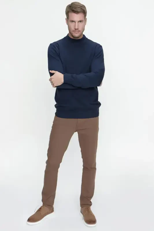 Indigo Basic Dynamic Fit Comfort Fit Half Turtleneck Knit Sweater - 2