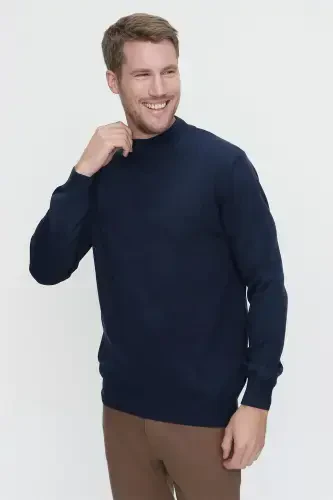 Indigo Basic Dynamic Fit Comfort Fit Half Turtleneck Knit Sweater - 3