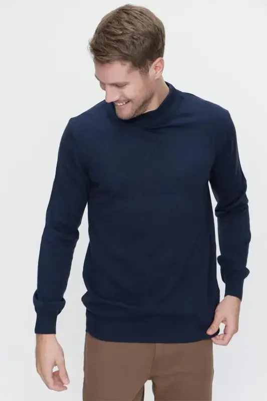 Indigo Basic Dynamic Fit Comfort Fit Half Turtleneck Knit Sweater - 4