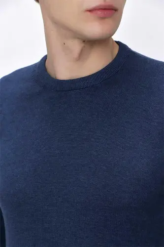 Indigo Basic Dynamic Fit Relaxed Fit Crew Neck Knitted Sweater - 5