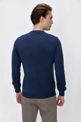 Indigo Basic Dynamic Fit Relaxed Fit Crew Neck Knitted Sweater - 7
