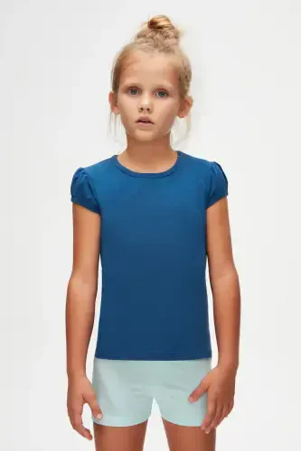 Indigo Basic qiz bola nol yoqali tarvuz yengli futbolka-INDIGO - LOVETTI (1)