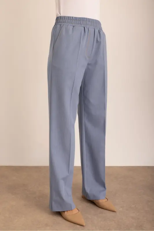 İndigo Beli Lastikli Pantolon - 2