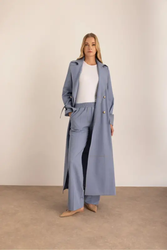 İndigo Beli Lastikli Pantolon - 3