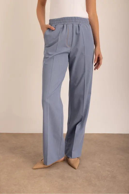 İndigo Beli Lastikli Pantolon - 6