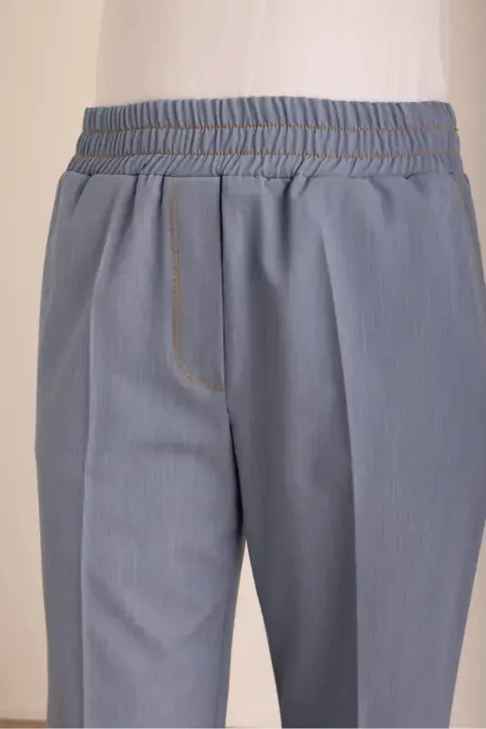 Indigo Belt Elastic Pants - 5