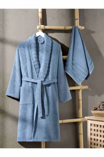 Indigo Carla Terrycloth Robe-Indigo - 2