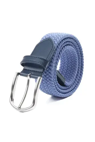 Indigo Color Elastic Knit Belt-Indigo - 1