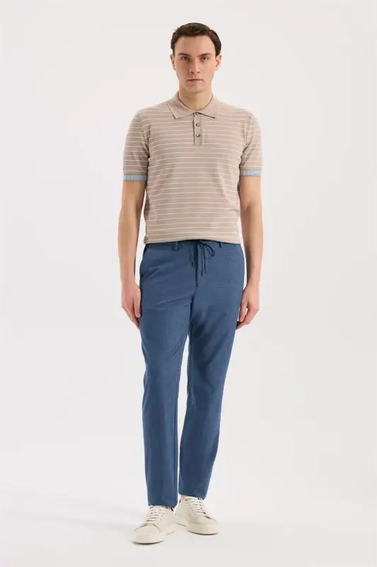 İndigo Comfort Fit Beli Lastikli Esnek Kumaş Jogger Pantolon - 1