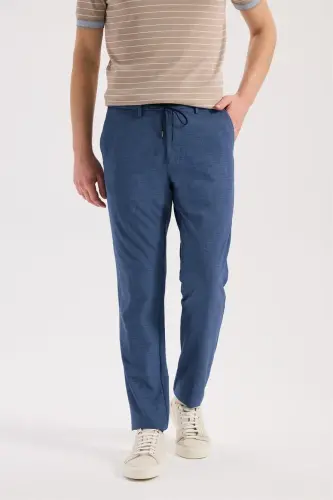Indigo Comfort Fit Elastic Waist Flexible Fabric Jogger Pants - JAKAMEN (1)