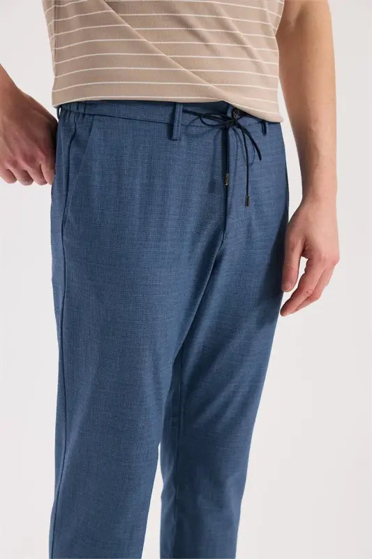 Indigo Comfort Fit Elastic Waist Flexible Fabric Jogger Pants - 3