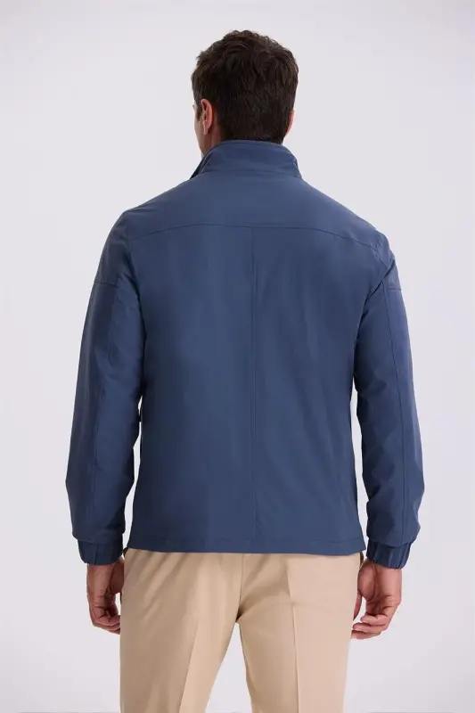 Indigo Comfort Fit Stand-Up Collar Seasoned Coat - 4