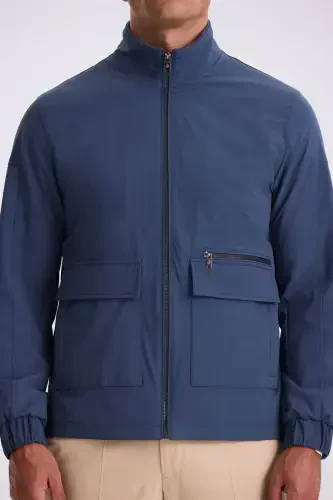 Indigo Comfort Fit Stand-Up Collar Seasoned Coat - 3