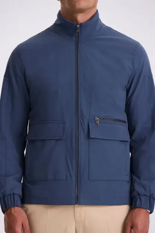 Indigo Comfort Fit Stand-Up Collar Seasoned Coat - 3