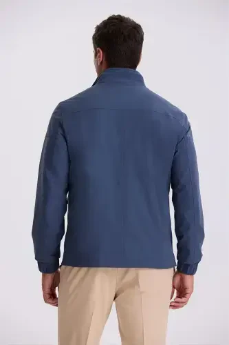 Indigo Comfort Fit Stand-Up Collar Seasoned Coat - 4