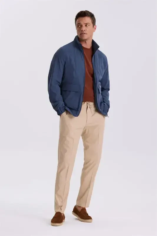 Indigo Comfort Fit Tik Turgan Yoqasli Fasllik Palto - JAKAMEN