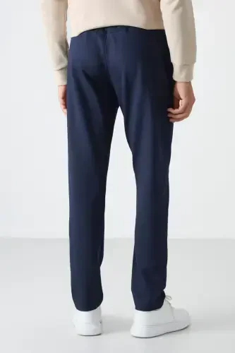 Indigo Fermuarli Uch Cho'ntakli Tor Kalip Klassik Poycha Erkak Sport Shim - 84671-Indigo - 7